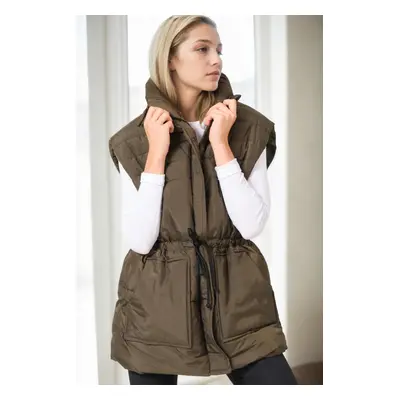 Z6747 DEWBERRY WOMEN'S VEST-KHAKI-1