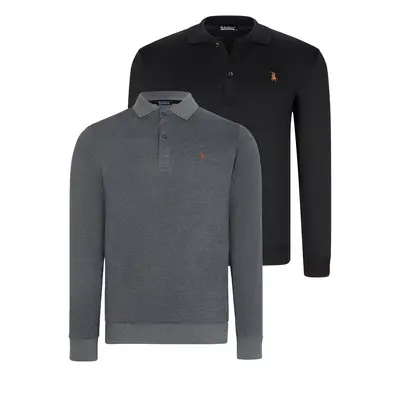 DOUBLE SET V4007 DEWBERRY MEN'S SWEATSHIRT-BLACK-ANTHRACITE