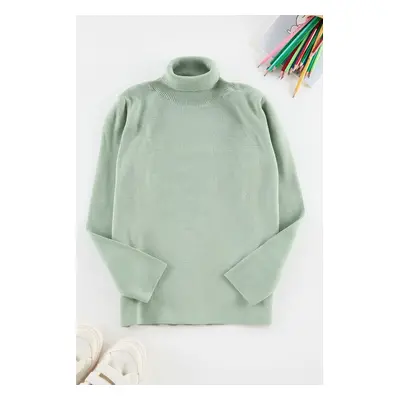 Trendyol Mint Girls Turtleneck Mini Me Mother-Daughter Knitwear Sweater