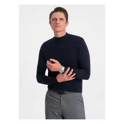 Ombre Men's knitted half-golf with viscose - navy blue