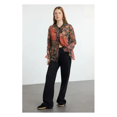 Trendyol Multicolored Tie Detailed Ethnic Patterned Oversize Wide Pattern Shirt