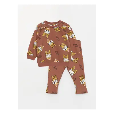 LC Waikiki Crew Neck Daisy Duck Printed Long Sleeve Baby Girl Sweatshirt and Leggings Set 2-Set