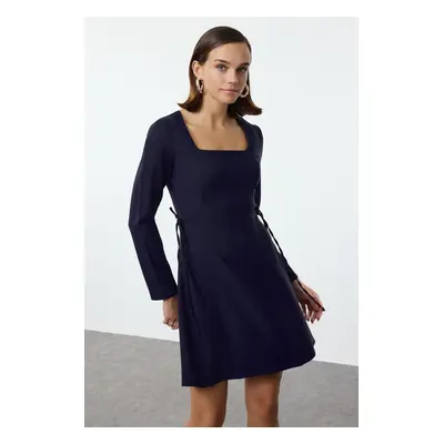 Trendyol Navy Blue Waist Opening Bow Detail Mini Woven Dress