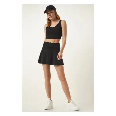 Happiness İstanbul Black Tights Mini Tennis Skirt