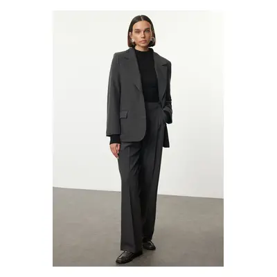 Trendyol Limited Edition Black Polyviscon Basic Woven Blazer Jacket