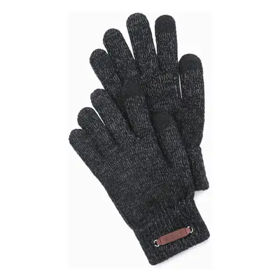 Ombre Men's knitted gloves with wool - black melange