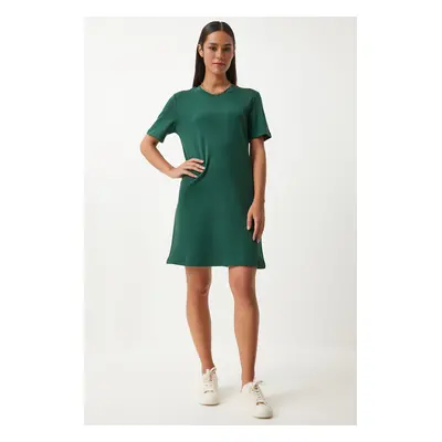 Happiness İstanbul Women's Emerald Green Crew Neck Knitted Dress