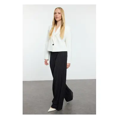 Trendyol Black Striped Wide Leg/Wide Leg Woven Fabric Trousers