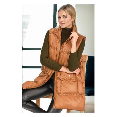 Z6729 DEWBERRY HK STYLE WOMEN'S VEST-CAMEL-1