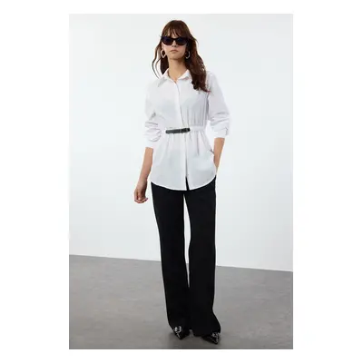 Trendyol White Belt Detailed Woven Regular Regular Fit Shirt