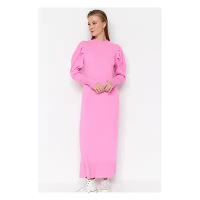 Trendyol Pink Unlined Plain Knitted Rib/Casino Dress