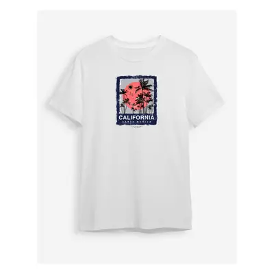 Trendyol White California Printed Regular Cut T-shirt