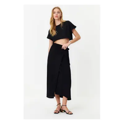 Trendyol Black Tied Viscose Woven Skirt