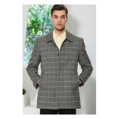 PLT8206 DEWBERRY MEN'S COAT-PLAID GREY