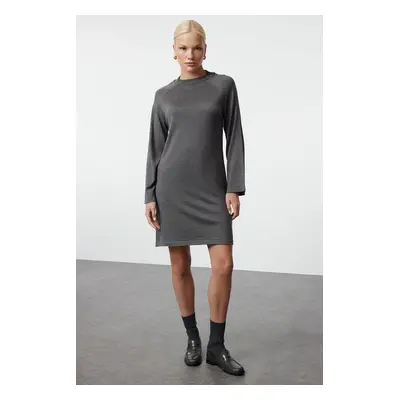 Trendyol Anthracite Mini Knit Basic Cotton Dress