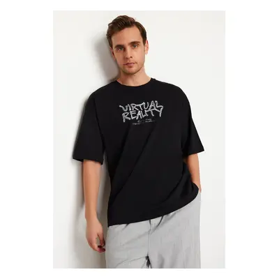 Trendyol Black Oversize/Wide Cut Short Sleeve T-shirt