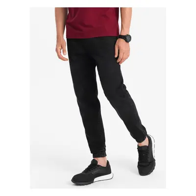 Ombre Men's denim jogger pants - black