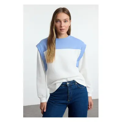 Trendyol Blue Thick Inside Fleece Regular/Normal Fit Color Block Knitted Sweatshirt