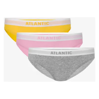 Dámské bikiny kalhotky ATLANTIC 3Pack - žlutá/růžová/světle šedá