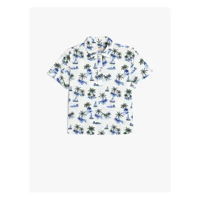 Koton Short Sleeve Shirt Palm Tree Printed Cotton