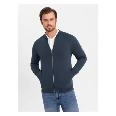 Ombre Men's structured knit polo collar sweatshirt - graphite melange