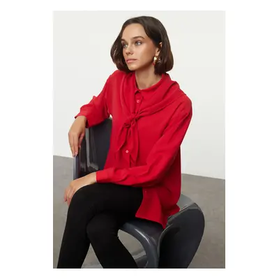 Trendyol Red Shoulder Shawl Detailed Oversize Wide Fit Shirt