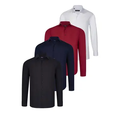 QUAD SET G726 DEWBERRY SHIRT-BLACK-WHITE-NAVY BLUE-BURGUNDY