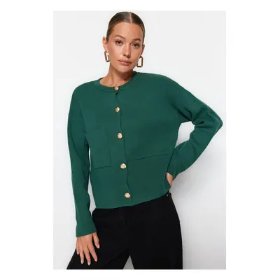 Trendyol Green Button Detailed Jacket-Looking Knitted Cardigan