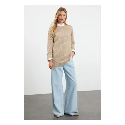 Trendyol Mink Openwork/Hole Knitwear Sweater