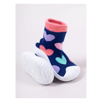 Yoclub Kids's Baby Girls' Anti-Skid Socks With Rubber Sole P1 Navy Blue