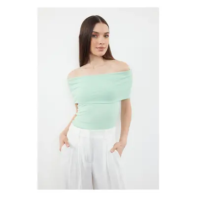 Trendyol Mint Carmen Collar Fitted Knitted Madonna Collar Blouse