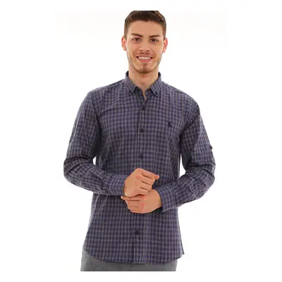 G724 DEWBERRY MEN'S SHIRT-NAVY-BROWN