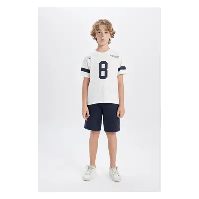 DEFACTO Boy 2-Piece Set Bike Neck Printed Short Sleeve T-Shirt Shorts