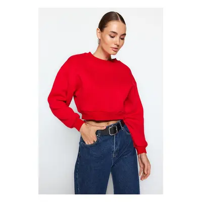 Trendyol Red Thick Fleece Inside Stitch Detail Regular/Normal Fit Knitted Sweatshirt