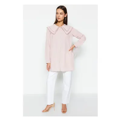 Trendyol Pink Collar Pompom Detailed Woven Shirt