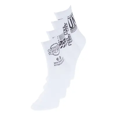 Trendyol White Pack Cotton Text Patterned College-Tennis-Medium Size Socks