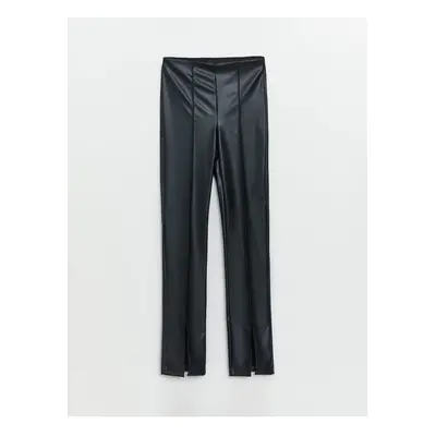 LC Waikiki Dámské kalhoty Skinny Fit Straight Leather Look