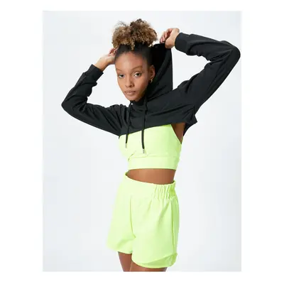 Koton Long Sleeve Crop Hooded Sweatshirt