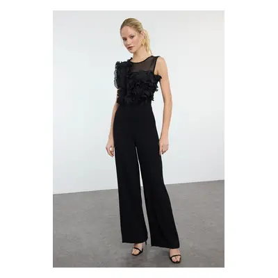 Trendyol Black Tulle Detailed Woven Jumpsuit