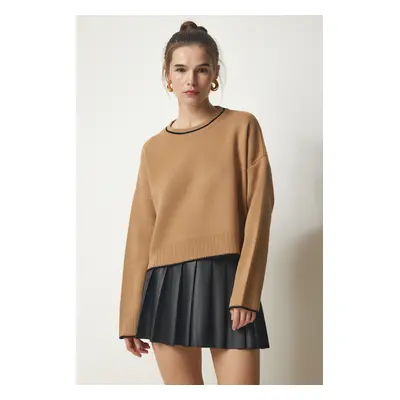 Happiness İstanbul Women's Biscuit Basic Knitwear Sweater