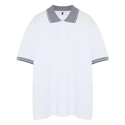 Trendyol White Large Size Regular/Normal Cut Polo Neck T-Shirt