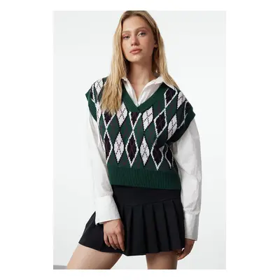 Trendyol Petrol Wide Pattern Knitted Sweater