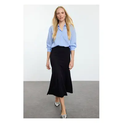 Trendyol Black Midi Stretch Knitted Fish Skirt