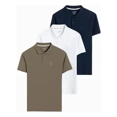 Ombre Set of men's pique knit polo shirts 3-pack