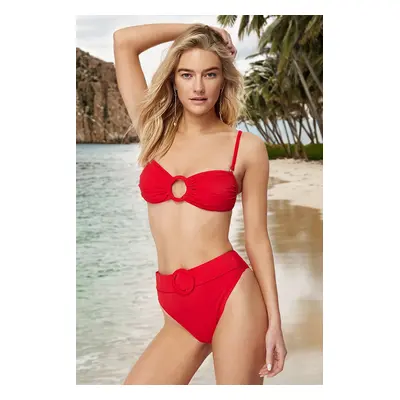 Trendyol Red Strapless Accessory Bikini Top