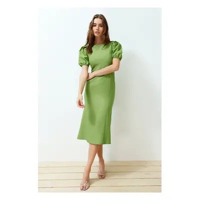 Trendyol Green Bodycon Balloon Sleeve Midi Woven Dress