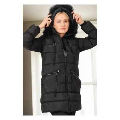 Z6763 DEWBERRY WOMEN'S COAT-BLACK-1