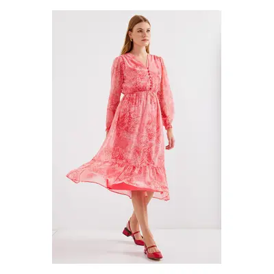 Bigdart Patterned Chiffon Dress - Pink