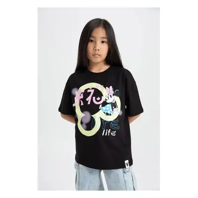 DEFACTO Girls Disney Mickey & Minnie Oversize Fit Crew Neck Short Sleeve T-Shirt