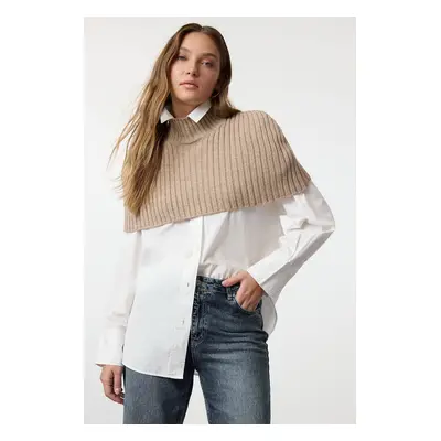 Trendyol Mink Crop Turtleneck Knit Sweater